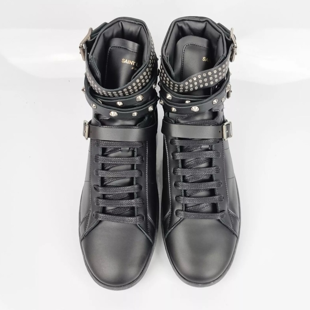 Saint Laurent Black High Top Belted Sneakers US 8 - Picture 2 of 8